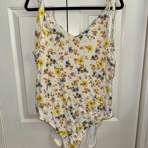 Old Navy Floral Bodysuit - White, Yellow, Blue